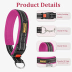 Mayerzon 1.5" Wide Martingale Collar for Large Medium Small Dogs Pitbull German Shepherd, No Pull Reflective Slip Martingale Dog Collar with Buckle Soft Padded for Walking Training(Pink,L)