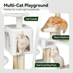 43-Inch Cat Tree,Cute Cloud Cat Tree for Kittens & Small Cats Under 6 Months 9lbs, Cat Tower with Scratching Post, Double Condos, Plush Hammock & Dangling Toys, White