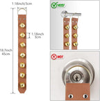 Frienda Hanging Jingle Sleigh Bells 7-Bell Dog Doorbells for Door Knob Faux Leather Belts Go Outside Dog Bells Christmas Decor and Holiday Decorations, 18.7 x 1.8 x 1 Inches(Light Brown with Gold)