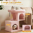 PETSITE 25.5-inch Small Cat Tree, Modern Multi-Level Cat Tower with 2 Comfy Condos, Sisal Scratching Posts, Large Plush Top Perch, and Anti-Tipping Kits, Ideal for Indoor Cats and Kittens (Pink)