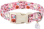 ARING PET Halloween Dog Collars, Cute Pink Pumpkin Ghost Flower Bowtie Pet Collar with Quick Release Buckle for Small Medium Large Girl Boy Dogs-XS