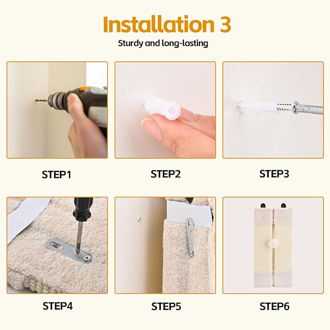 2PCS Wall Corner Cat Scratcher for Indoor Cats, Wall Mounted Sisal Scratching Pad with Hanging Ball, Vertical Corner Wall Mount Scratch Panel, Protector for Wall Corner