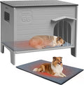 Large Dog House Outdoor with Dog Mat Weatherpoof Plastic Dogs Houses Indoor Waterproof Stray/Pet Dog Shelter Outside for Large and Medium Dogs
