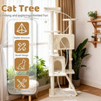 BestOffice 62 Inch Cat Tree, Multi-Level Cat Tower with Condo, Perches, Sisal Scratching Posts, Climbing Ladder,Indoor Activity Center Play House for Kittens & Adult Cats, Beige