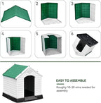 YITAHOME Plastic Dog House, Waterproof Indoor Outdoor Doghouse for Large or Small Dog, with Air Vents and Elevated Floor, Easy Assemble and Clean