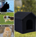 Cat Houses for Outdoor Cats Outdoor Houses for Feral Cats Cat House with Weatherproof Canvas Roof Stray Shelter (Cat House Black, Medium-Houses)