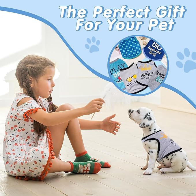Sadnyy 6 Pack Winter Dog Shirt Boy Pet Clothes Doggy Tee Tank Top Kitten Shirts with Letters for Small Medium Dogs Cats Soft Cozy Chihuahua Vest Apparel for Dog Cat Puppy(X-Small)