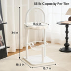 Modern Cat Tree, Wood Cat Tower with Steel Frame, Scratching Posts, Cat Capsule, Plush Mat, Bell Dangling Toy, Aesthetic Minimalist Heavy-Duty Cat Climbing Tree for Large Indoor Adult Cats-White