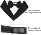 ADOGGYGO Formal Dog Tuxedo, Wedding Dog Bandana Collar with Bowtie, Adjustable Puppy Birthday Wedding Tux Outfit for Small Dogs Pets (S, Black)