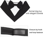 ADOGGYGO Formal Dog Tuxedo, Wedding Dog Bandana Collar with Bowtie, Adjustable Pet Birthday Wedding Tux Outfit for Medium Large Dogs (L, Black)