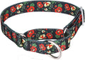 Martingale Dog Collars - Flower Multicolor Cute Patterns, Adjustable Nylon Training Dog Collar Suitable for Boy and Girl Dogs Medium Large Dogs (L, Blue)