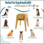 Elevated Dog Bowl with Slow Feeder Insert - (12-inch High) Ideal for Large Dogs - Suitable for Wet or Dry Dog Foods, Stainless Steel and Bamboo