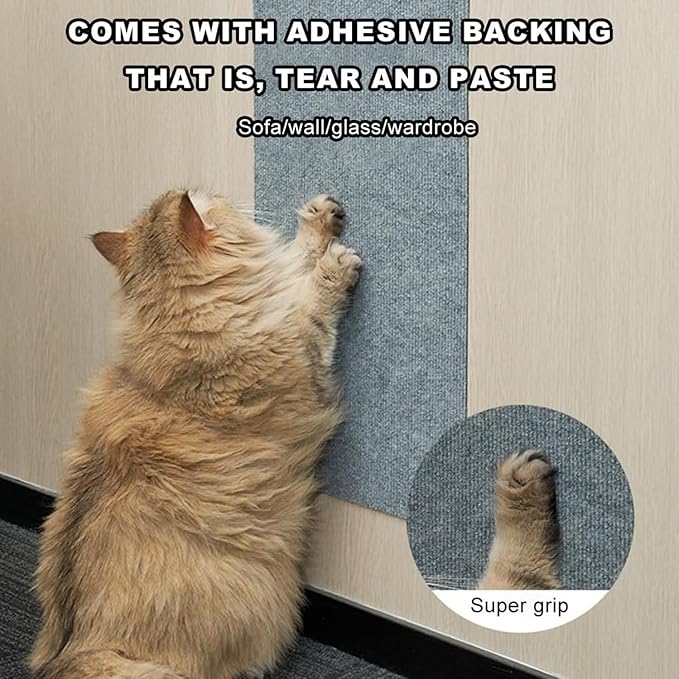 Wall Cat Scratcher for Indoor Cats 24 x 12 Inch Self-Adhesive Replacement Easy Corner Cat Scratcher Versatile Cat Scratch Mat Scratch Pad for Cats Furniture Protectors from Cat Scratching