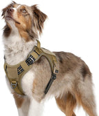 rabbitgoo Tactical Dog Harness Medium Sized Dog, No Pull Military Service Vest with Handle & Molle, Easy Control for Training Walking, Adjustable Reflective Straps, Brown, M