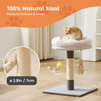 Gardner Pet 20" Cat Tree, Solid Wood Small Cat Tree with Cat Scratching-Posts & Hanging Toys for Kittens(Grey, Circle-Corduroy)