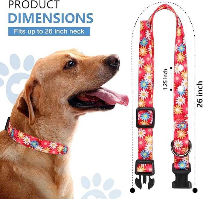 Rhea Rose 3/4 Inch Replacement Collar Strap Shock Collar with 2 Holes, Compatible with Nearly All Brands and Models of Underground Electric Dog Fences and Training Collars, Red Daisy
