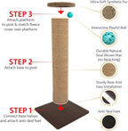 Kitty City Tall Sisal Cat Scratching Post, 32” Durable Scratcher with Sturdy Base & Hanging Jingle Toy, Easy Assembly, Furniture Protection for Indoor Cats - Brown