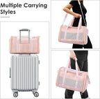 Fashion Dog Carrier Pet Carrier Airline Approved Cat Carrier for Small Dogs Cats Under 15 Lbs, Vegan Leather Collapsible Soft Sided Travel Puppy Carrier