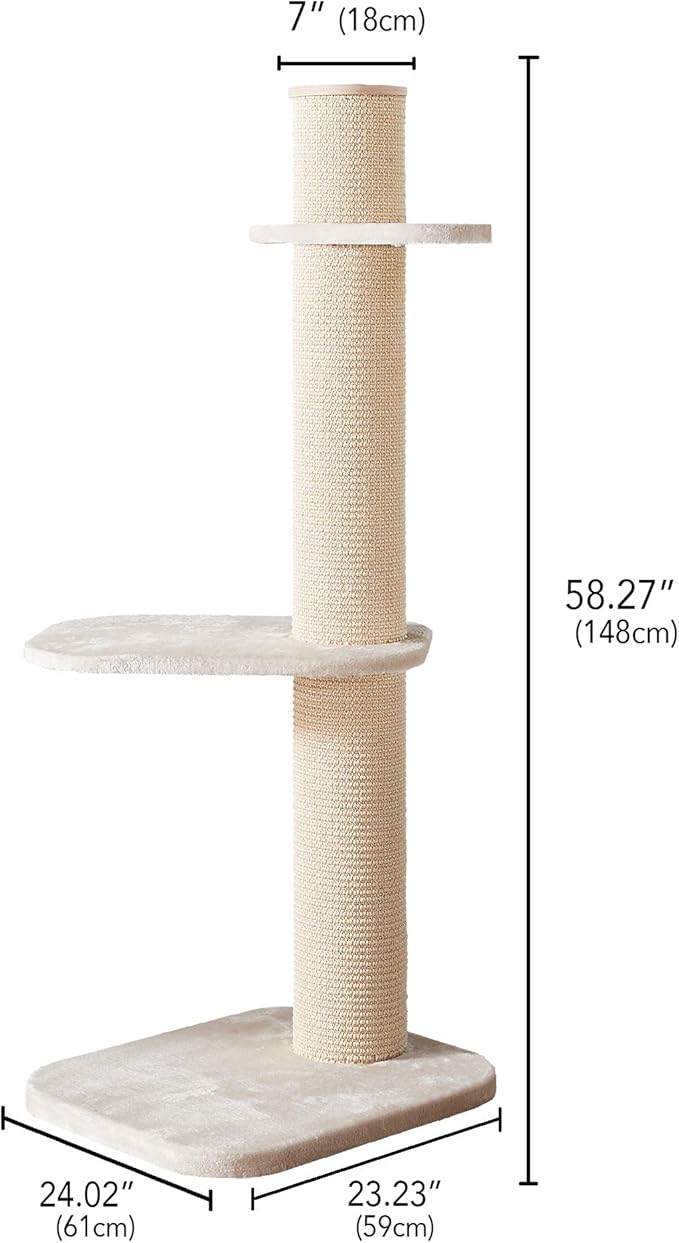 Two by Two Austin Cat Tree 3 - Beige Scratching Post Cat Furniture - 58.3 in. Tall