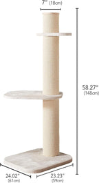Two by Two Austin Cat Tree 3 - Beige Scratching Post Cat Furniture - 58.3 in. Tall