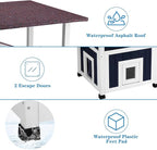 4 Tiers Outdoor Cat House Weatherproof Cat Tree Tower 45.1" H Feral Cat Shelter Outside Enclosure Multi-Level Play Zones Waterproof Roof 2 Escape Doors, 2 Removable Floors for Multiple Cats