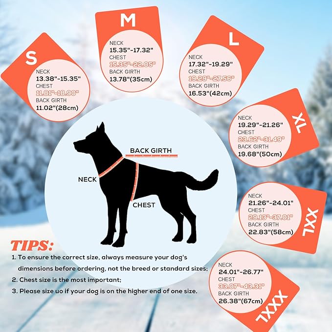 EMUST Dog Cold Weather Coats, Fleece Lining Small/Medium/Large Dog Jacket for Winter, Warm Waterproof Pet Winter Clothes for Large Dogs, Orange, XL