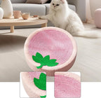 Cat Scratcher Bed Lounge Round Anti Slip Bottom 40cm Mat Cat Scratch Pad for Indoor Cats to Play, Rest, Grind Kitten Training, Strawberry