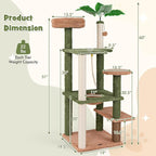 PETSITE 60 inch Cactus Cat Tree Tower, Multi-Level Cat Tower with Sisal Scratching Posts, Sisal Rope, Hanging Ball, Self Groomer and Decorative Faux Plant, Cute Cat Tree for Indoor Cats