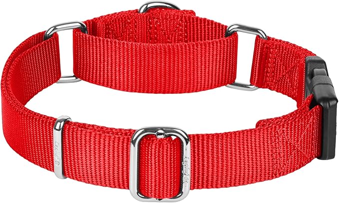 Martingale Collar for Dogs with Quick Release Buckle, Heavy-Duty Solid Color Nylon Training Collars - Adjustable No-Slip Design for Medium & Large Dog