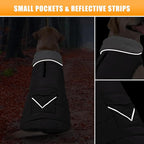 iBuddy Dog Winter Jacket for X-Large Dogs, Easy on Dog Snow Coat Velcro Waterproof Pet Puffer Coat with Harness Hole Adjustable Reflective Quilted Pet Cold Weather Vest Wind-Poof for Boy Male
