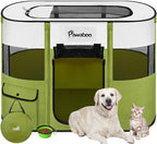 Dog Playpen, Portable Pet Playpen Cat PlayPens, 600D Oxford Dog Kennel Tent Crate, Waterproof&Breathable, Indoor Outdoor Travel Camping Use for Medium/Large Breed with Carrying Case+Folding Bowl(L)