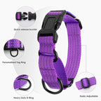Martingale Dog Collar, Reflective No Pull Training Collar with Quick Release Buckle & USA Flag, Heavy-Duty Nylon, Adjustable for Small Medium Large Dogs (L,Purple with Flag