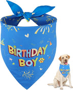 SZEE Dog Birthday Bandana, Reversible Bandanas for Dog Birthday Outfits, Pet Apparel & Accessories, Triangle Pet Scarf for Photo Prop and Holiday Decor (X-Large, Blue)
