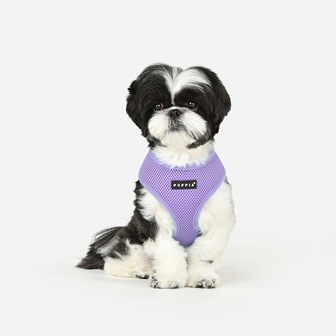 Puppia Soft Dog Harness No Choke Over-The-Head Triple Layered Breathable Mesh Adjustable Chest Belt and Quick-Release Buckle, Violet, X-Large
