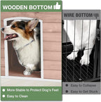43.3’’ Large Dog House Outdoor Weatherproof Dog Kennel with Upgraded Thickened Metal Frame, Dog Shelter with PVC Curtain, Openable Roof and Removable Floor, Easy to Clean (Light Brown)