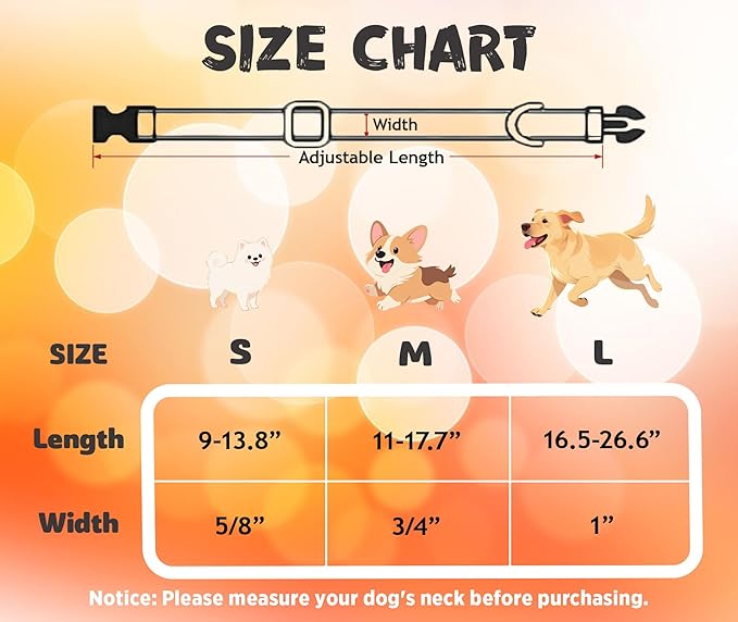 Tunkoo Dog Collar with Bow Tie Elegant Plaid Soft Comfy Cotton Adjustable Collar Premium Metal Buckle,Small Medium Large Puppy Cat Outdoor Training Walking Running（Orange Grid，L）