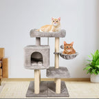43-in Heavy-Duty Cat Tree for Large Cats, Multi-Level Tower with Sisal Scratching Posts, Plush Perch, Hammock & Condo Anti-Tip Design