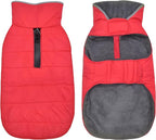 Dog Winter Coat, Waterproof Dog Jacket with Leash Hole, Reflective Adjustable Pet Snow Vest, Warm Fleece Sweater for Small Medium Large Dogs - Red, XS