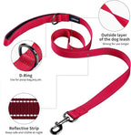 Annchwool No Pull Dog Harness with Padded Handle+5 Ft Leash,Reflective Strip Escape Proof and Quick Fit to Adjust Dog Harness,Easy for Training Walking for Small & Medium and Large Dogs(Red-Set,L)