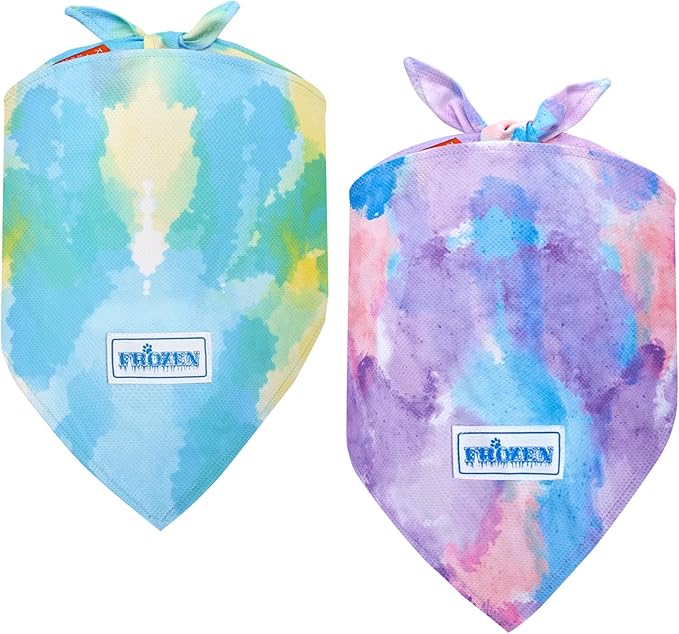 KYEESE 2Pack Dog Cooling Bandana, Breathable Cooling Bandanas for Small Medium Large Dogs, Neck Cooler Wraps for Summer Walking Outdoor, Purple+Blue