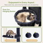 Globlazer Cat Tree for Indoor Cats, 80in Heavy Duty Cat Tower with 6 Full Wrapped Sisal Scratching Posts, 3 Spacious Multi-Level Cat Condos, Oversized Fan-Shaped Perch, S80, Dark Grey