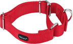 Mikivery Martingale Dog Collar Nylon Adjustable and Safety Training Colourful Comfortable Metal Buckle Pet Collars for Small Medium and Large Dogs(Red,M)
