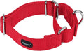 Mikivery Martingale Dog Collar Nylon Adjustable and Safety Training Red Comfortable Metal Buckle Slip Collars for Small Medium and Large Dogs(Red,L)