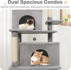 Tangkula 70 Inch Tall Cat Tree, Multi-Level Large Cat Tower with Sisal Scratching Posts, Plush Top Perch, 2 Condos, Hammock, 2 Dangling Balls, Cat Tree Tower for Indoor Cats Large Adults (Light Grey)