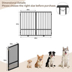 Full Metal Freestanding Dog Gate with Door, 32''Height Foldable Pet Dog Fence for Indoor & Outdoor, 2 Panels Extra Wide Free Standing TallDog Gates for Doorways,House,Stairs,Porch,Deck,Yard