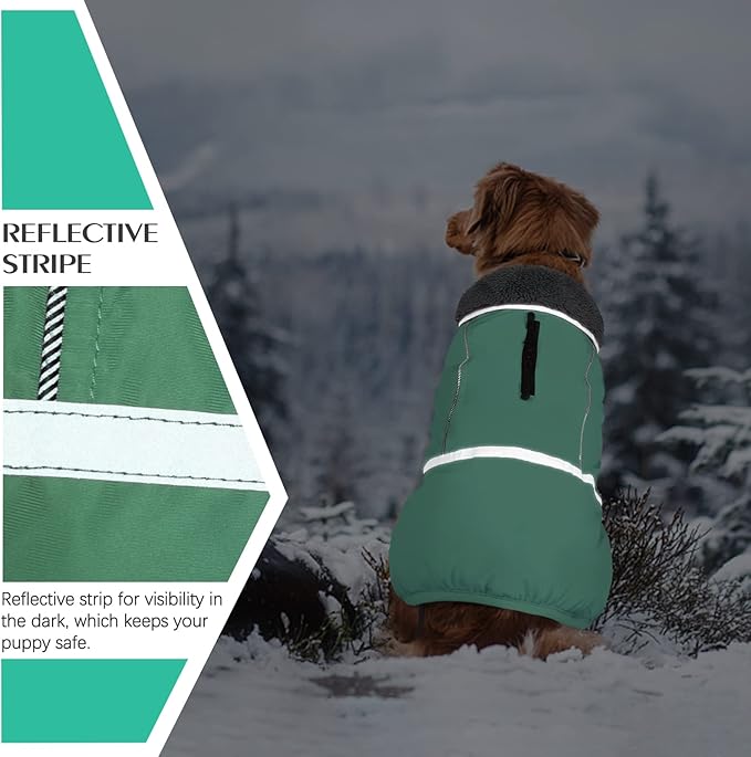 QBLEEV Warm Dog Coat - Waterproof Reflective Jacket, Thick Fleece Dog Snowsuit Christmas Vest for Cold Weather, Small to Large Dogs