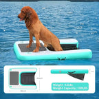 Inflatable Dock Platform for Dog, Large Dog Float Floating Ladder Up to 200 lbs Dogs Water Ramp, Non-Slip PVC with Boat Ramp for Pool, Dock, & Lake