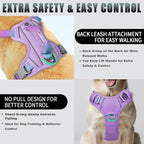 BARKBAY No Pull Dog Harness Large Reflective Dog Harness with Front Clip and Easy Control Handle for Walking Training Running with ID tag Pocket(Lavender Sky,XL)