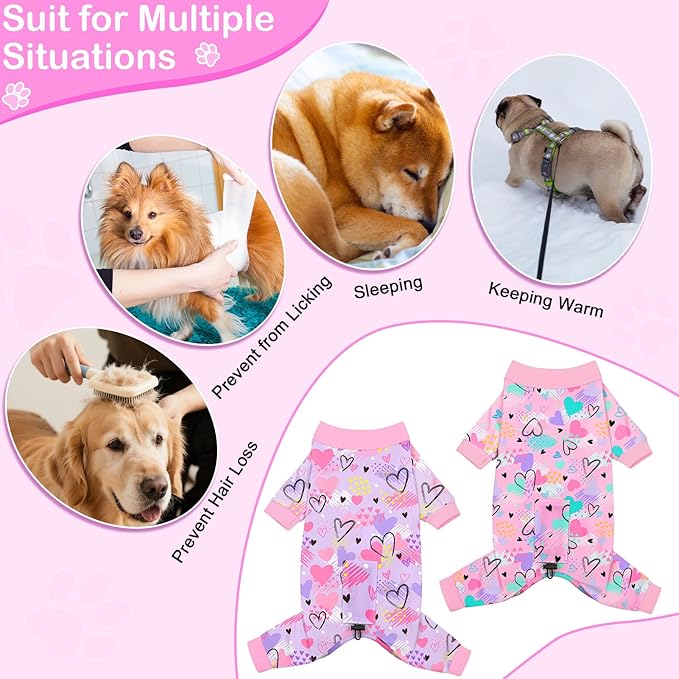 Glittme 2PACK Dog Pajamas Soft Dogs Clothes for Small Medium Dogs Elastic Cats Apparel Breathable Dog Pjs for Puppy