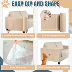 Abbylike 2 Pcs Cat Scratch Furniture Protector 118 x 15.8 in Trimmable Self-Adhesive Couch Protector Cat Scratcher Mat DIY Anti Scratch Pad Covering Climb Mat for Towers Replacement Pad(Khaki)